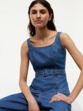 Μπλε Denim Τοπ Αμάνικο Με Ζώνη  Γυναίκες