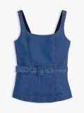 Μπλε Denim Τοπ Αμάνικο Με Ζώνη  Γυναίκες