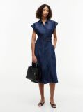 Blue Denim Fit And Flare Midi Dress  Women