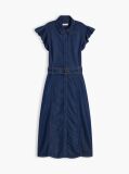 Blue Denim Fit And Flare Midi Dress  Women
