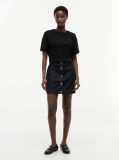 Blue Gold-Tone Button Denim Mini Skirt  Women