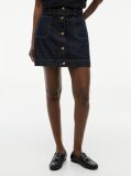 Blue Gold-Tone Button Denim Mini Skirt  Women