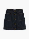 Blue Gold-Tone Button Denim Mini Skirt  Women
