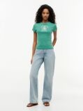 Green Washed Crest Slim T-Shirt  Women