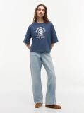 Μπλε T-Shirt Σε Άνετη Γραμμή Με Washed Εφέ  Γυναίκες