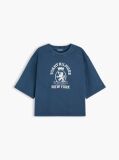 Μπλε T-Shirt Σε Άνετη Γραμμή Με Washed Εφέ  Γυναίκες