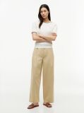 Beige Washed Barrel Leg Chinos  Women