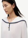 Beige Relaxed Sailor Collar Jumper With Silk  Women