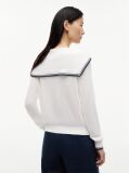 Beige Relaxed Sailor Collar Jumper With Silk  Women