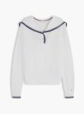 Beige Relaxed Sailor Collar Jumper With Silk  Women
