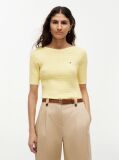 Yellow Cable Knit Boat Neck Short Sleeve Jumper  Women
