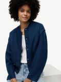 Blue Pure Linen Twill Bomber Jacket  Women