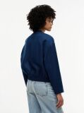 Blue Pure Linen Twill Bomber Jacket  Women