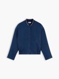 Blue Pure Linen Twill Bomber Jacket  Women