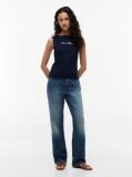 Blue Slim Boat Neck Tank Top  Women