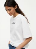 Άσπρο Άνετο T-Shirt Με Λογότυπο Και Στρογγυλή Λαιμόκοψη  Γυναίκες