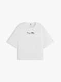 Άσπρο Άνετο T-Shirt Με Λογότυπο Και Στρογγυλή Λαιμόκοψη  Γυναίκες