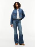 Μπλε Τζάκετ Denim Σε Άνετη Γραμμή Με Σημαία  Γυναίκες