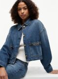 Μπλε Τζάκετ Denim Σε Άνετη Γραμμή Με Σημαία  Γυναίκες