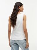White Twist Boat Neck Sleeveless Top  Women