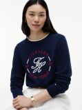 Blue Logo Embroidery Relaxed Crew Neck Jumper  Women