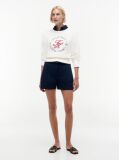 Beige Logo Embroidery Relaxed Crew Neck Jumper  Women