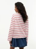 Multi Stripe Drawstring Hem Long Sleeve T-Shirt  Women