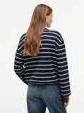 Multi Stripe Drawstring Hem Long Sleeve T-Shirt  Women
