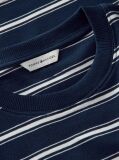 Multi Stripe Drawstring Hem Long Sleeve T-Shirt  Women