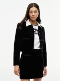 Black Festive Velvet Boxy Short Jacket  Women