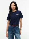Μπλε Βαμβακερό T-Shirt Με Κλασική Λαιμόκοψη Και Λογότυπο  Γυναίκες