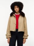 Καφέ Oversized Bomber Τζάκετ Με Συνθετική Γούνα Στο Γιακά  Γυναίκες