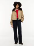 Καφέ Oversized Bomber Τζάκετ Με Συνθετική Γούνα Στο Γιακά  Γυναίκες