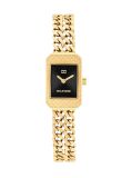 Black Ionic Gold-Plated Rectangular Dial Chain Link Watch  Women