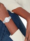 Silver Stainless Steel Crystal-Embellished Bracelet Watch  Women