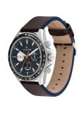 Grey Grey Dial Brown Leather Strap Chronograph Watch  Men