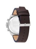 Grey Grey Dial Brown Leather Strap Chronograph Watch  Men