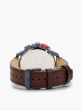 Blue Blue Dial Brown Leather Strap Chronograph Watch  Men