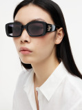 Black Logo Plaque Rectangular Sunglasses  Women