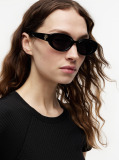 Black Logo Plaque Oval Sunglasses  Women