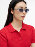 Blue Logo Plaque Oval Sunglasses  Women