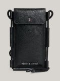Black Leather Logo Phone Pouch  Men