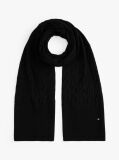 Black Hilfiger Flag Cable Knit Wool Blend Scarf  Men