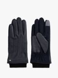Blue Touchscreen Herringbone Leather Gloves  Men