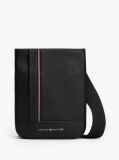Black Metal Logo Pebble Grain Crossbody Bag  Men