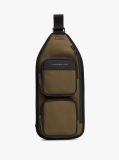 Green Metal Logo Sling Backpack  Men