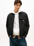Μαύρο Oversized Κοτλέ Overshirt Με Φερμουάρ Και Επένδυση  Άνδρες