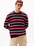 Multi Tommy Badge Stripe Jumper With Alpaca  Men