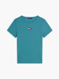Μπλε Κοντομάνικο T-Shirt Ριμπ Σε Slim Γραμμή  Γυναίκες