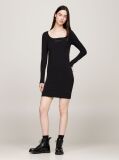Black Scoop Neck Long Sleeve Bodycon Dress  Women